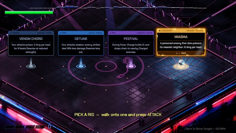 Four Boons to choose from after a wave, from Common to Legendary
