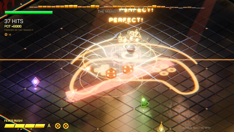 A perfect hit during Fever Rush on the Mainstage, 37 hits into a combo
